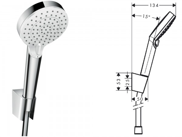 Crometta Set supporto doccia Vario con flessibile doccia 125 cm
