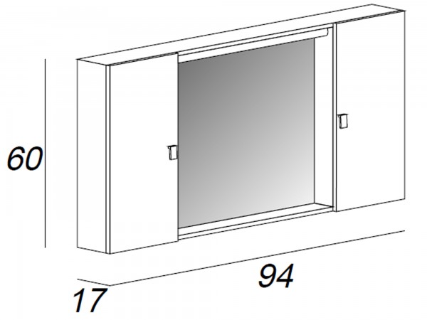 Spiegelschrank 2 Türen mit Halogen-Beleuchtung
